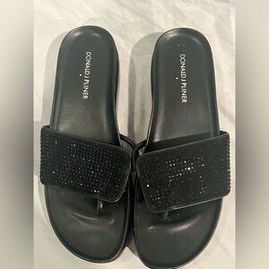 Donald Pliner Women's Fifi Crocco Patent Wedge Sandal Black Women's 7.5